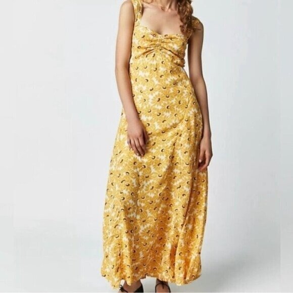 Free People Dresses & Skirts - NWT/ NWOT Free People Rosalee Midi Dress In Yellow Combo